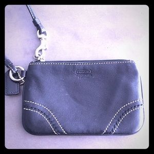 Coach black leather wristlet